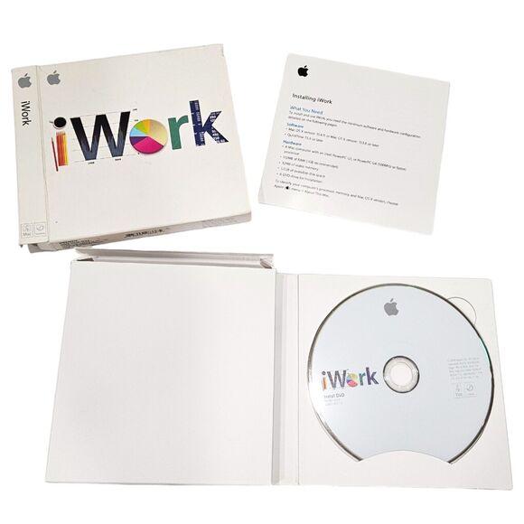 Vintage iWork Apple DVD - Version 9.0.3 - Includes Pages Keynote Numbers 2009 - Picture 1 of 8